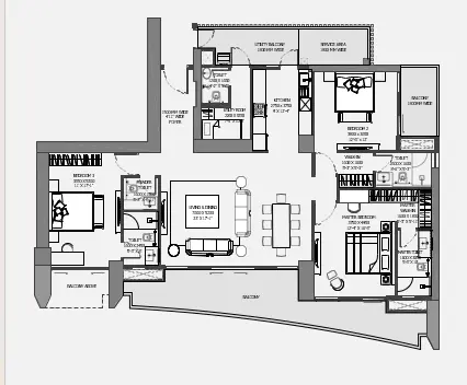3 bhk floor plan experion the trillion